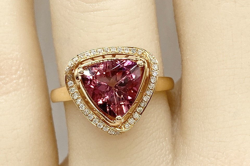 Pink Tourmaline K18PGピンクトルマリン ダイヤモンドリング (NO.305274)