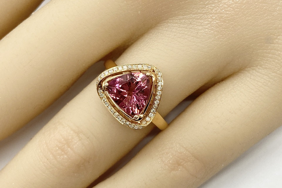 Pink Tourmaline K18PGピンクトルマリン ダイヤモンドリング (NO.305274)