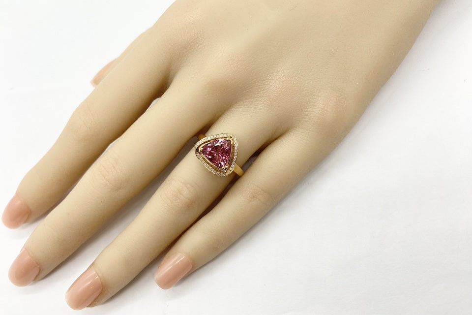 Pink Tourmaline K18PGピンクトルマリン ダイヤモンドリング (NO.305274)