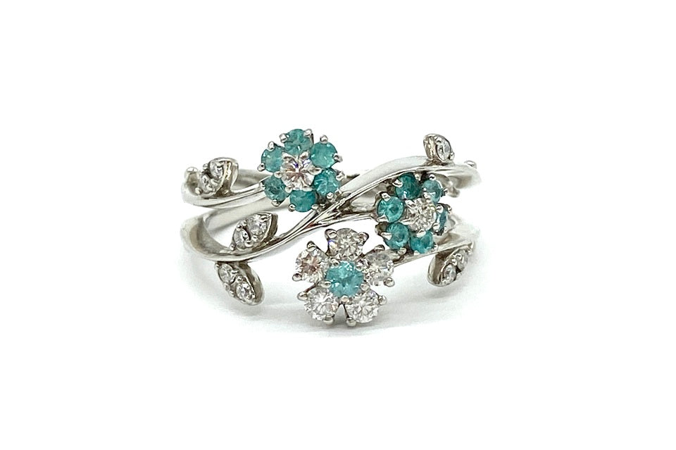 Paraiba Tourmaline Pt950パライバトルマリン ダイヤモンドリング (NO.305275)