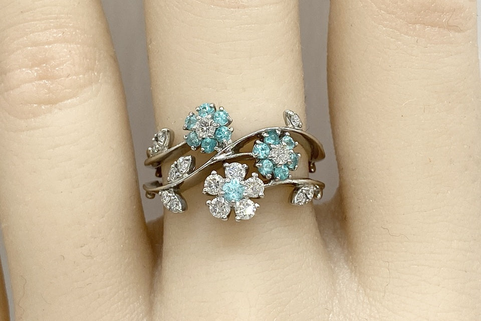 Paraiba Tourmaline Pt950パライバトルマリン ダイヤモンドリング (NO.305275)