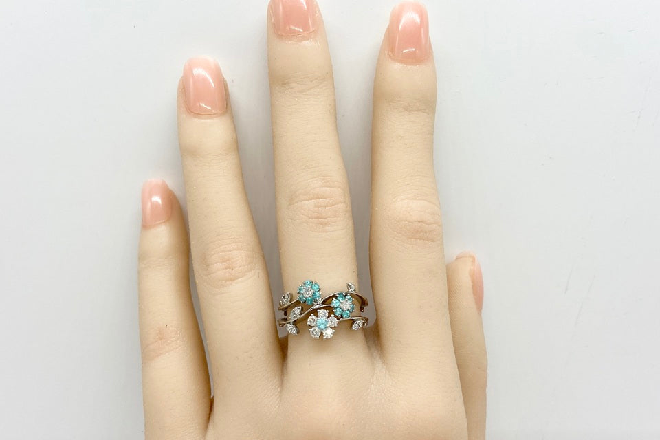 Paraiba Tourmaline Pt950パライバトルマリン ダイヤモンドリング (NO.305275)