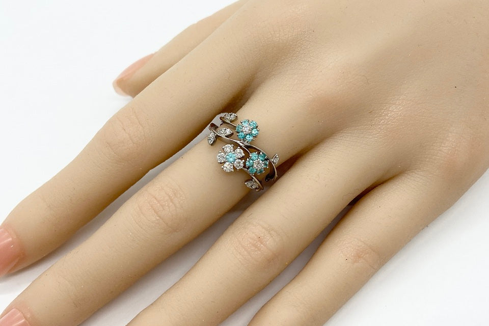 Paraiba Tourmaline Pt950パライバトルマリン ダイヤモンドリング (NO.305275)