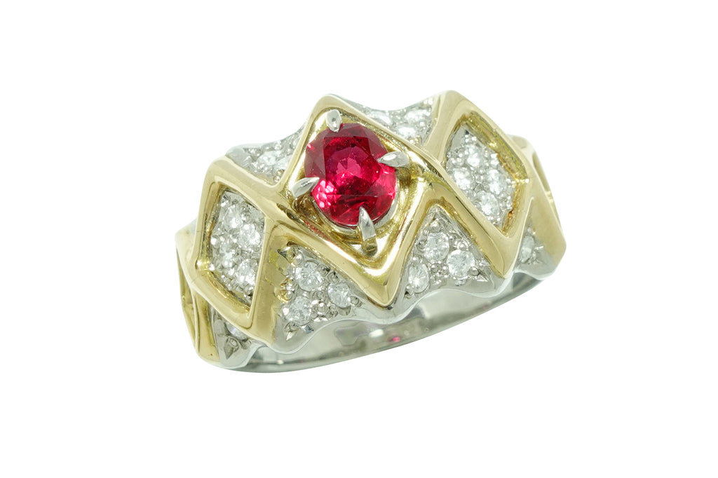 Ruby Pt900/K18ルビー ダイヤモンドリング (NO.305309)
