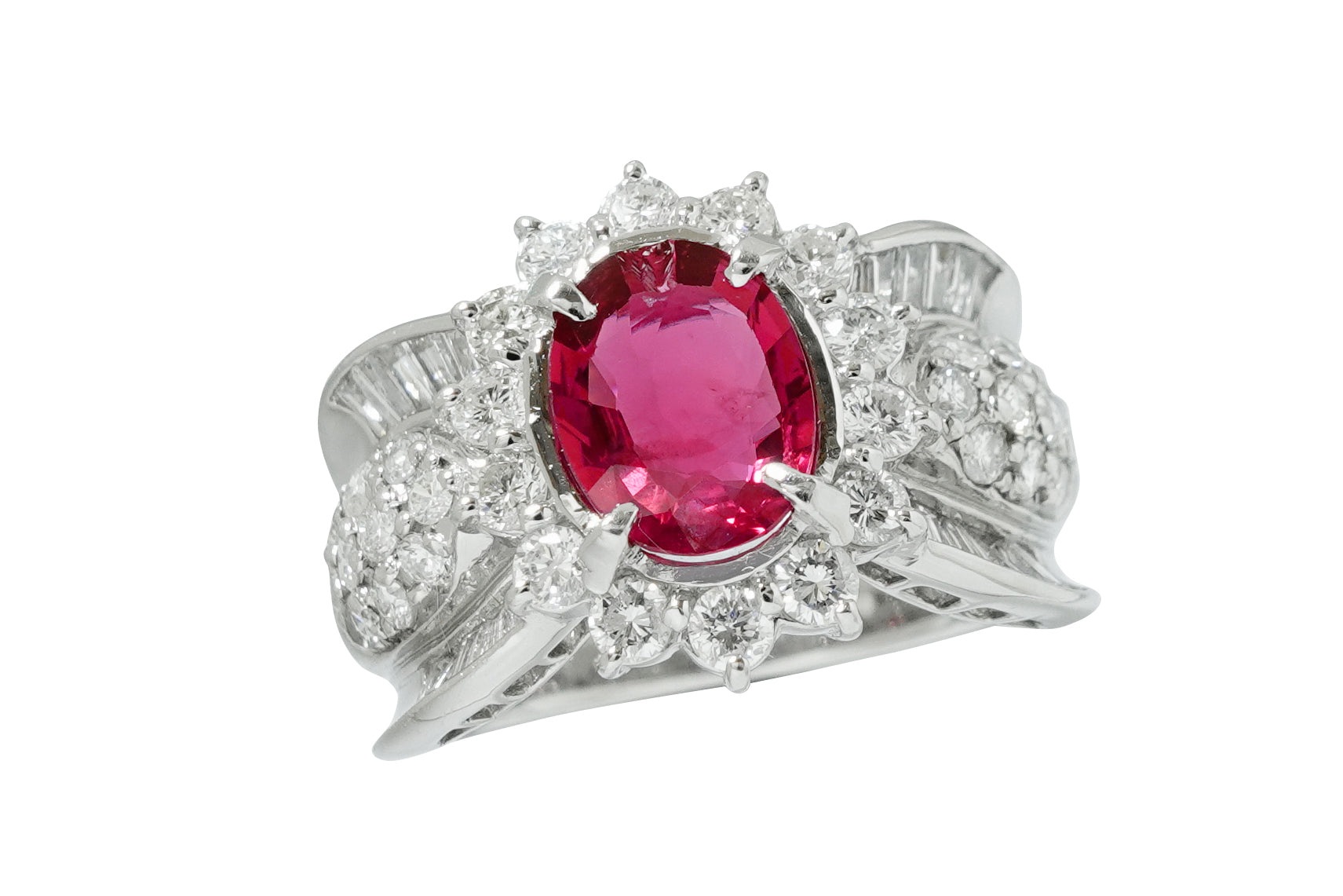SALE 新品 PT天然ルビー＆天然ダイヤモンドリング 11号弱 天然ルビー1.06ct 天然ダイヤモンド0.51ct PT900 リング 鑑別