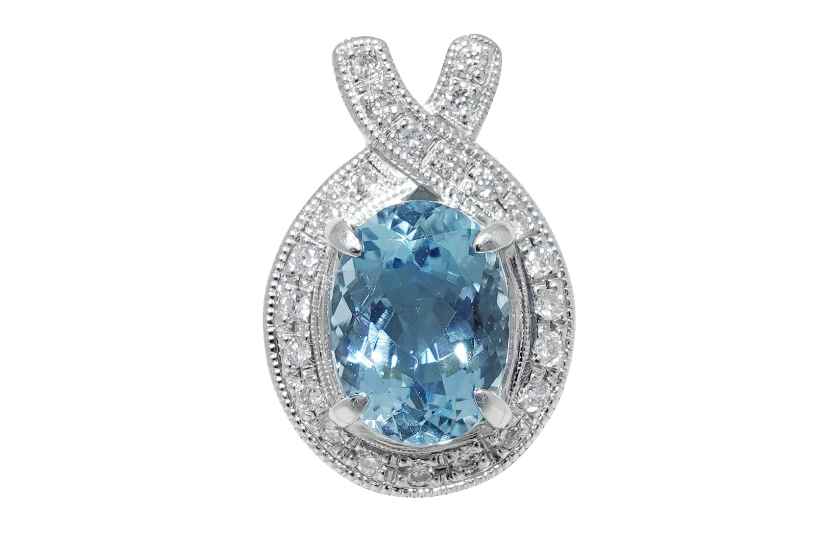 Aquamarine Pt900アクアマリン ダイヤモンドペントップ (NO.305340)