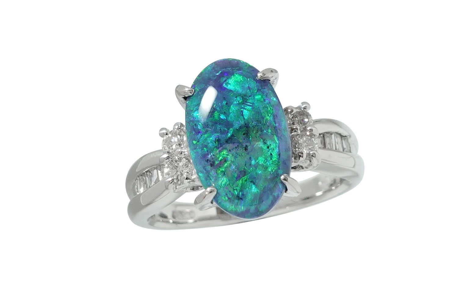 pt900ブラックオパール ダイアモンド指輪 Black Opal Pt900ブラックオパール ダイヤモンドリング (NO