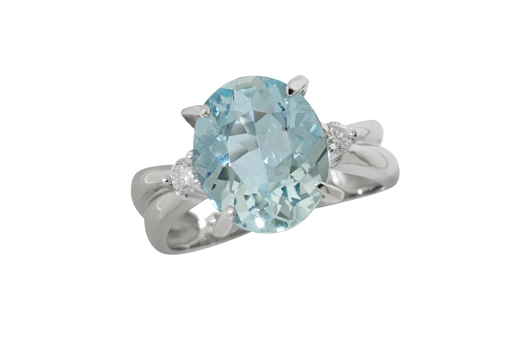 Aquamarine Pt900アクアマリン ダイヤモンドリング (NO.305418)