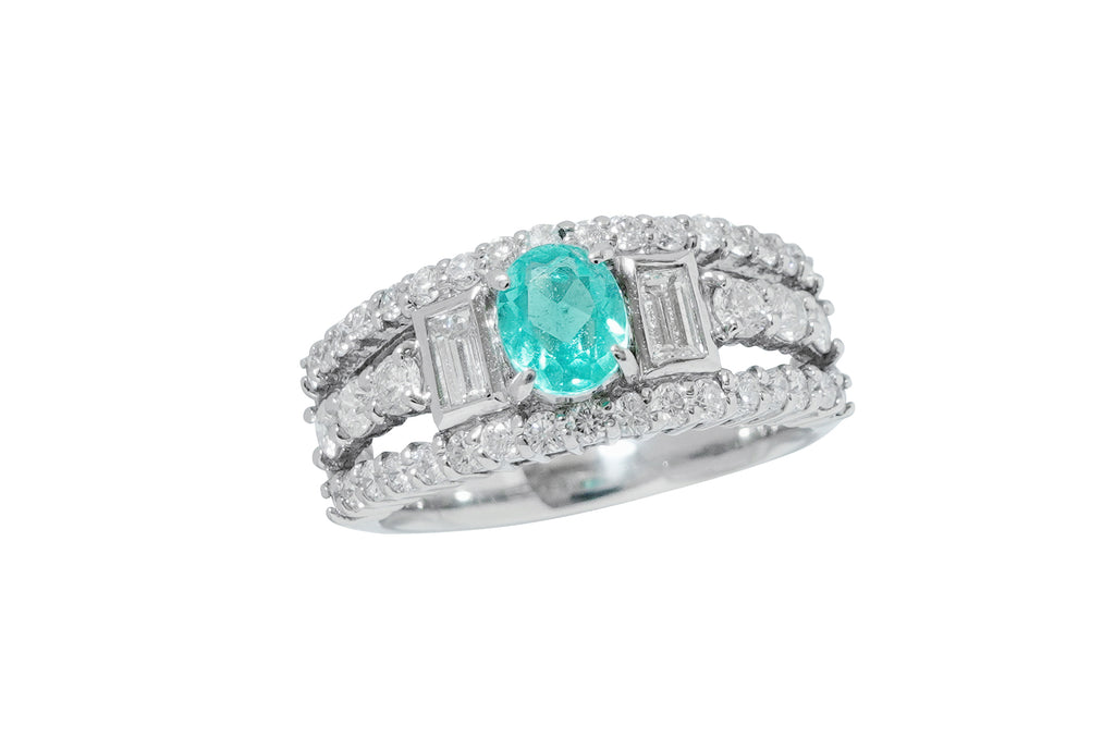 Paraiba Tourmaline Pt900パライバトルマリン ダイヤモンドリング (NO.305447)
