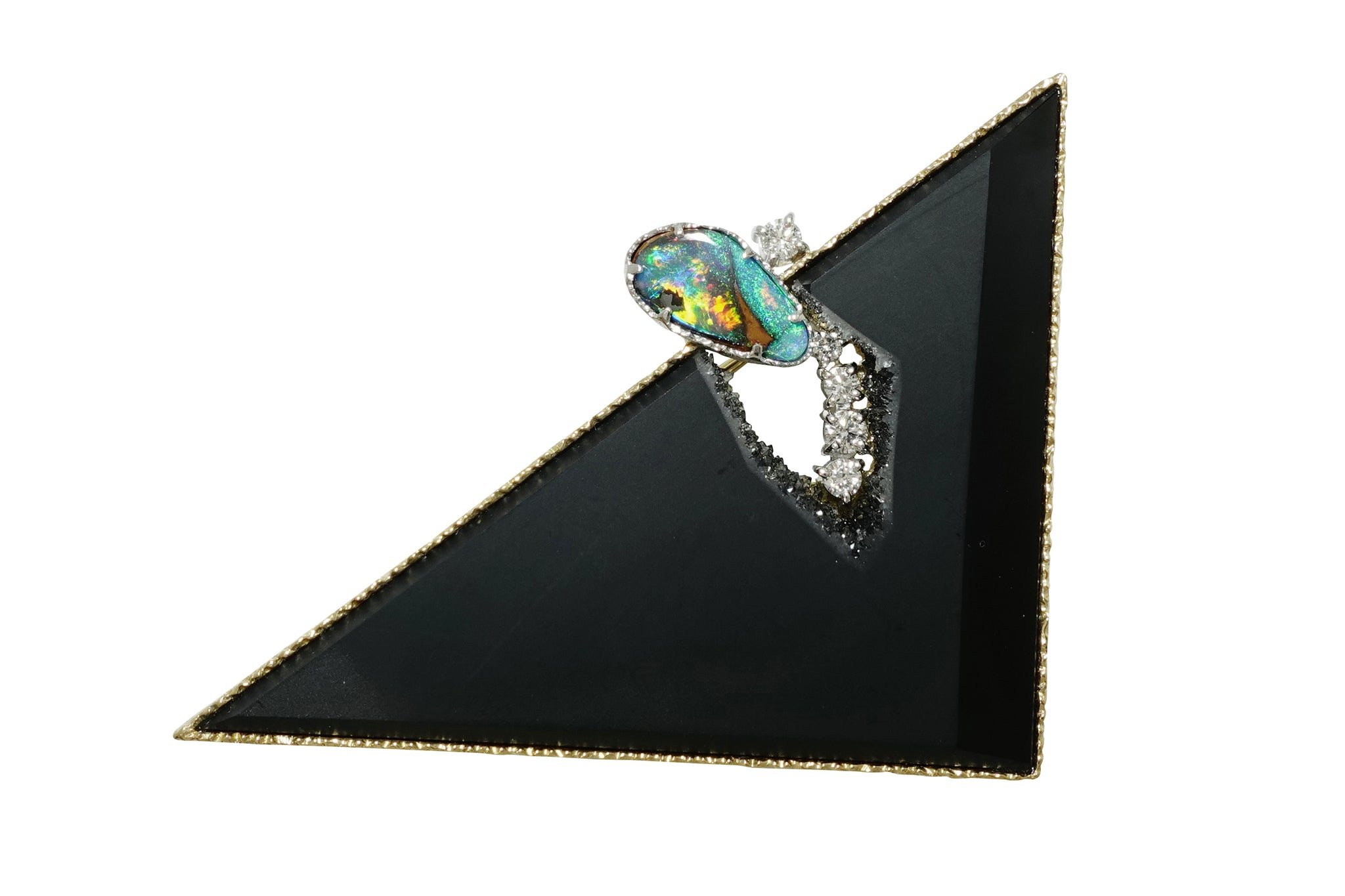 Boulder Opal K18/Pt900ボルダーオパール ダイヤモンドブローチ (NO.305528)