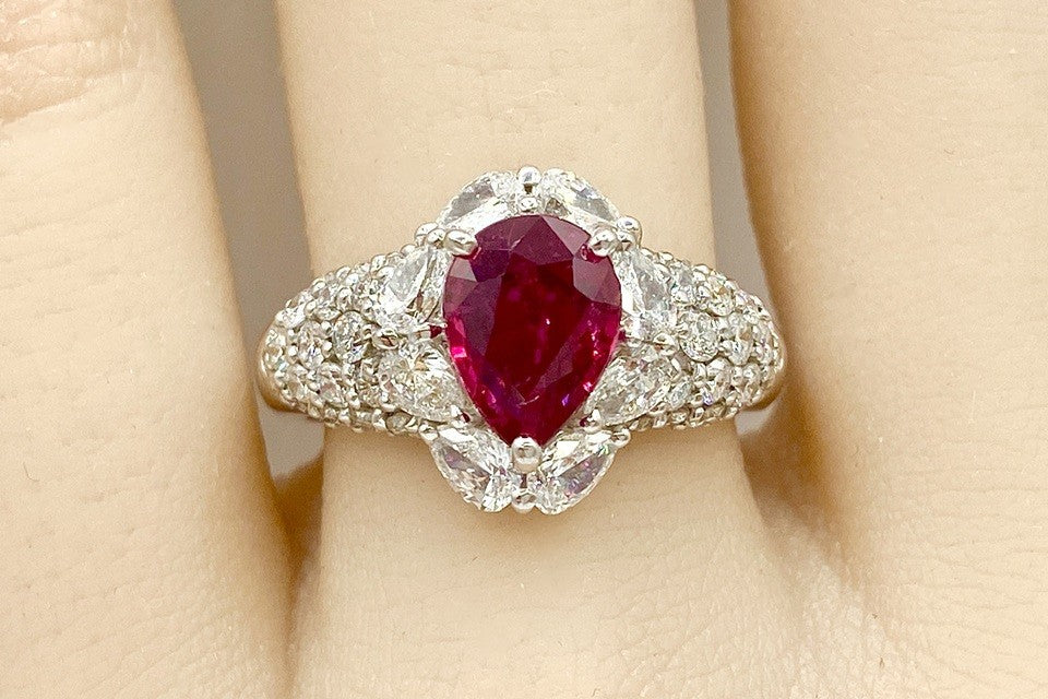 No Heat Ruby Pt900非加熱ルビー ダイヤモンドリング (NO.305538