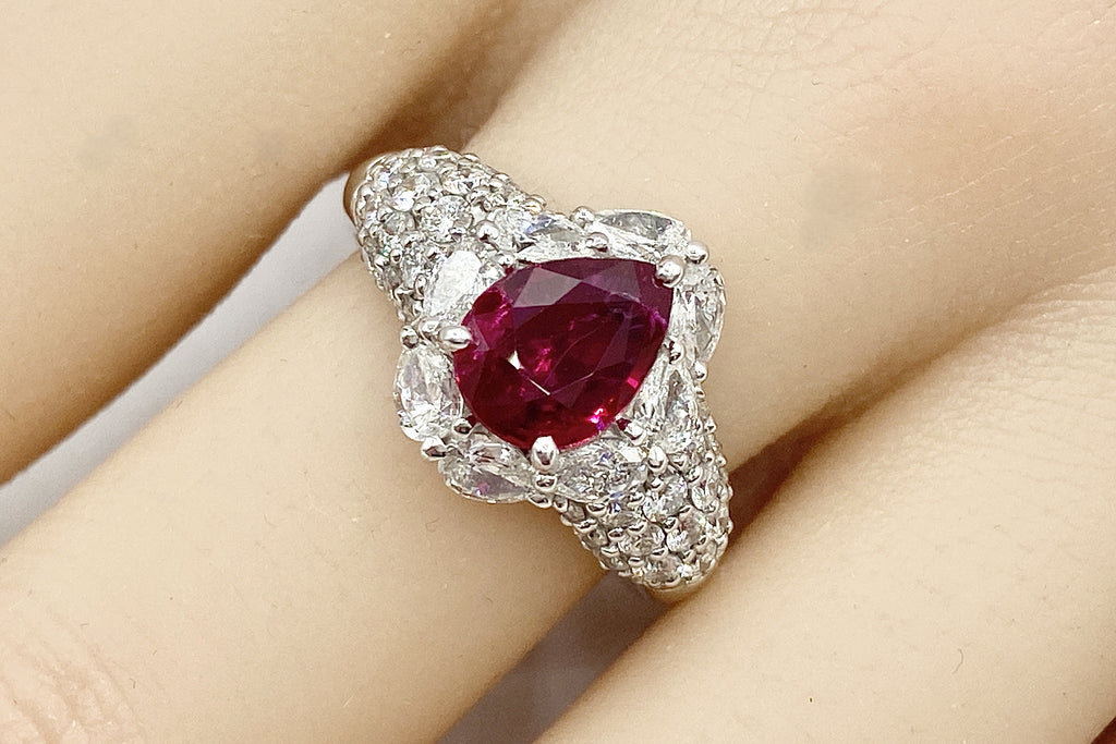 No Heat Ruby Pt900非加熱ルビー ダイヤモンドリング (NO.305538