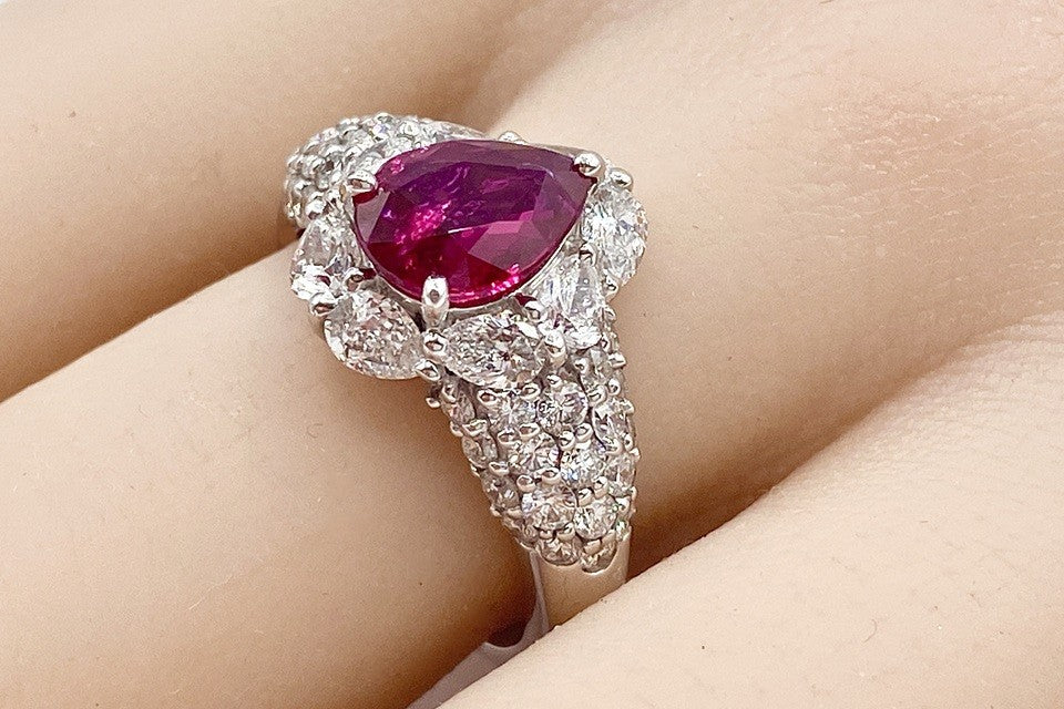 No Heat Ruby Pt900非加熱ルビー ダイヤモンドリング (NO.305538
