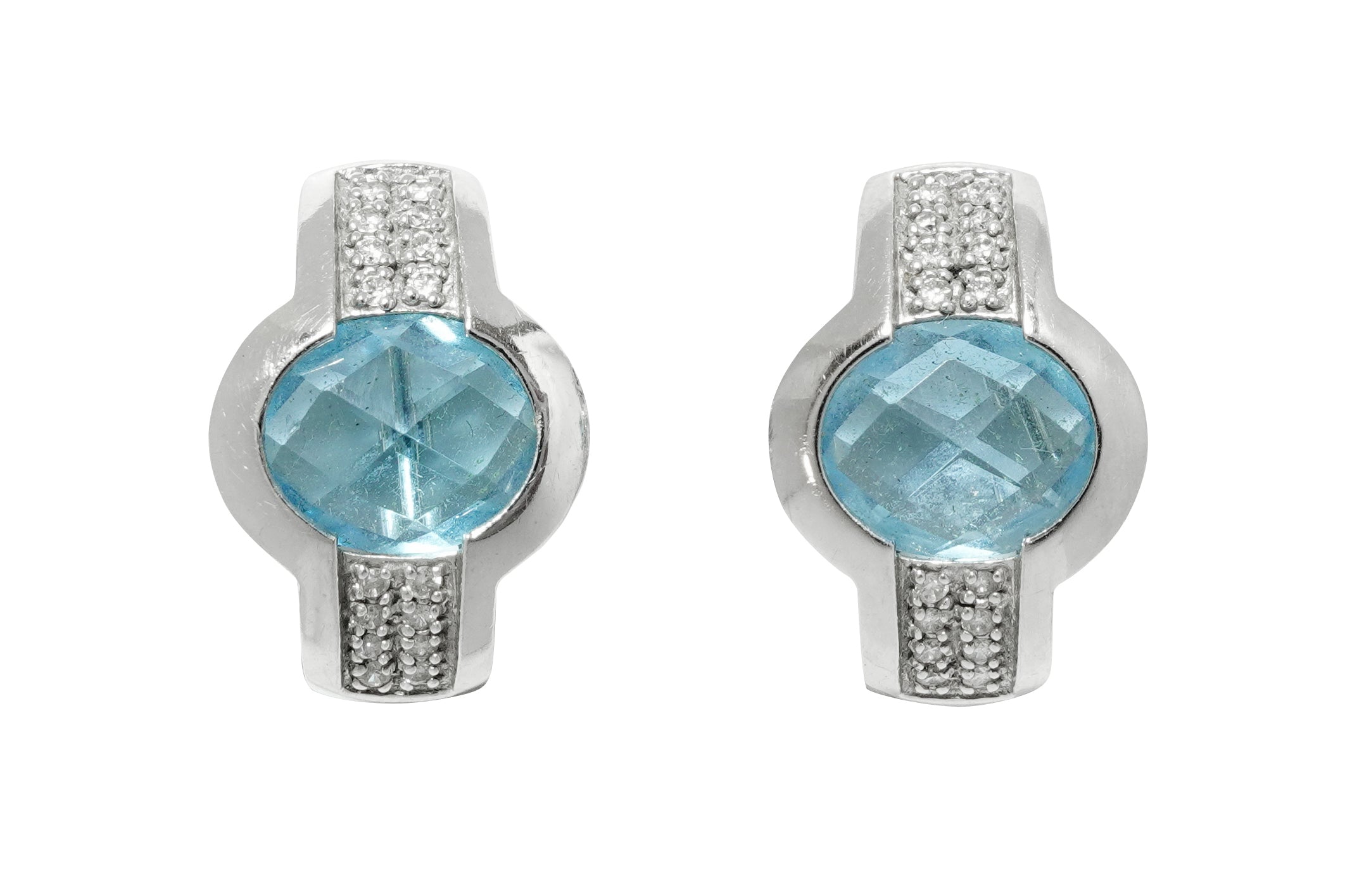 Blue Topaz K18WGブルートパーズ ダイヤモンドイヤリング兼ピアス (NO
