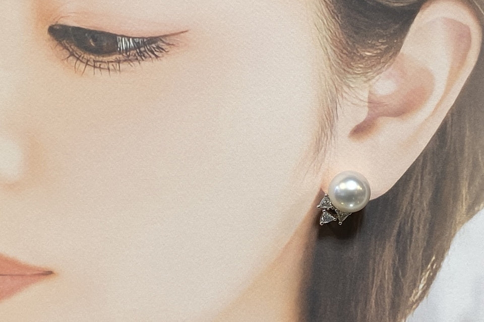 MIKIMOTO【ミキモト】K18WGパール ダイヤモンドピアス (NO MIKIMOTO【ミキモト】K18WGパール ダイヤモンドピアス (NO