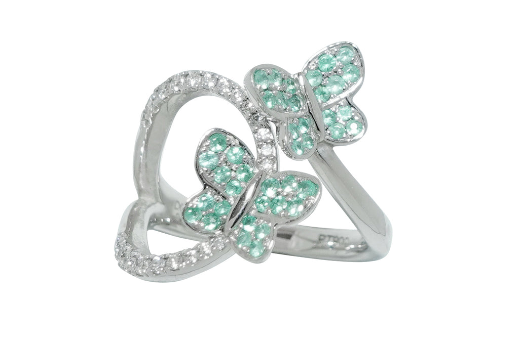 Paraiba Tourmaline Pt900パライバトルマリン ダイヤモンドリング (NO