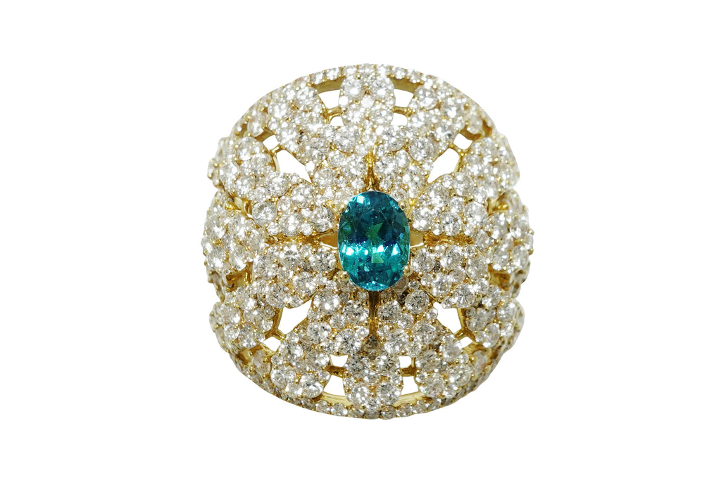 Paraiba Tourmaline K18パライバトルマリン ダイヤモンドリング (NO