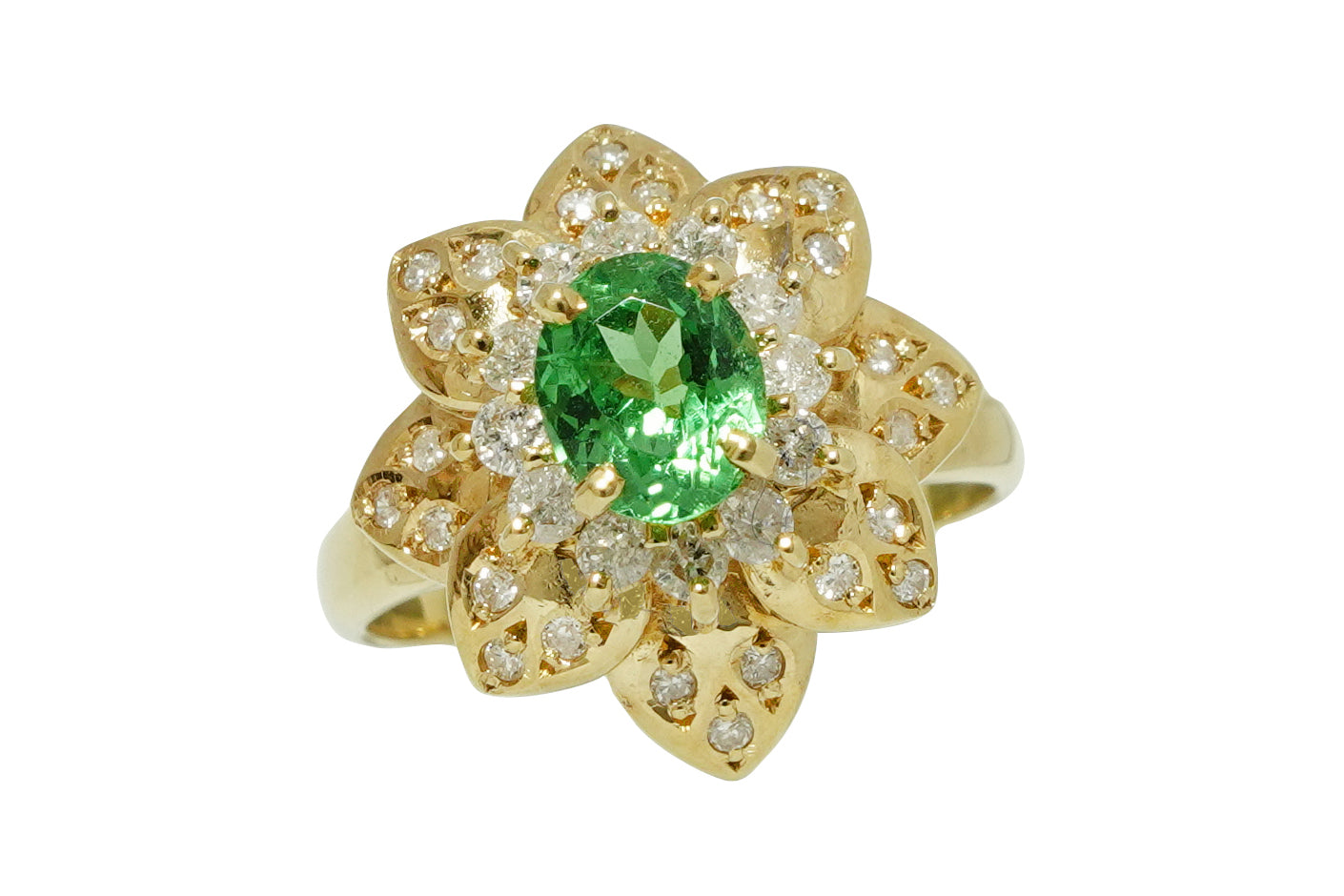 Green Garnet K18グリーンガーネット ダイヤモンドリング (NO.306114
