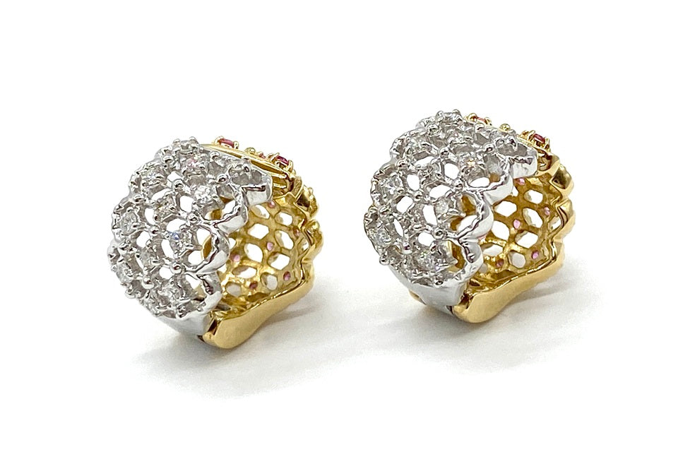 Pink Sapphire K18/WGピンクサファイヤ ダイヤモンドイヤリング (NO.50220)