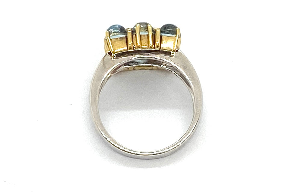 Blue Topaz K18WG/YGブルートパーズ ダイヤモンドリング (NO.36793)