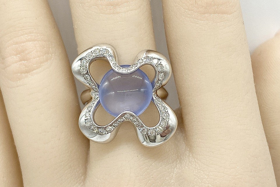 JOAQUIN BERAO 【ホアキン べラオ】K18WGカルセドニー ダイヤモンドリング (NO.62286)