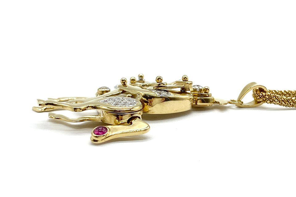 Diamond K18/WGダイヤモンド ルビーペンダント (NO.50118)
