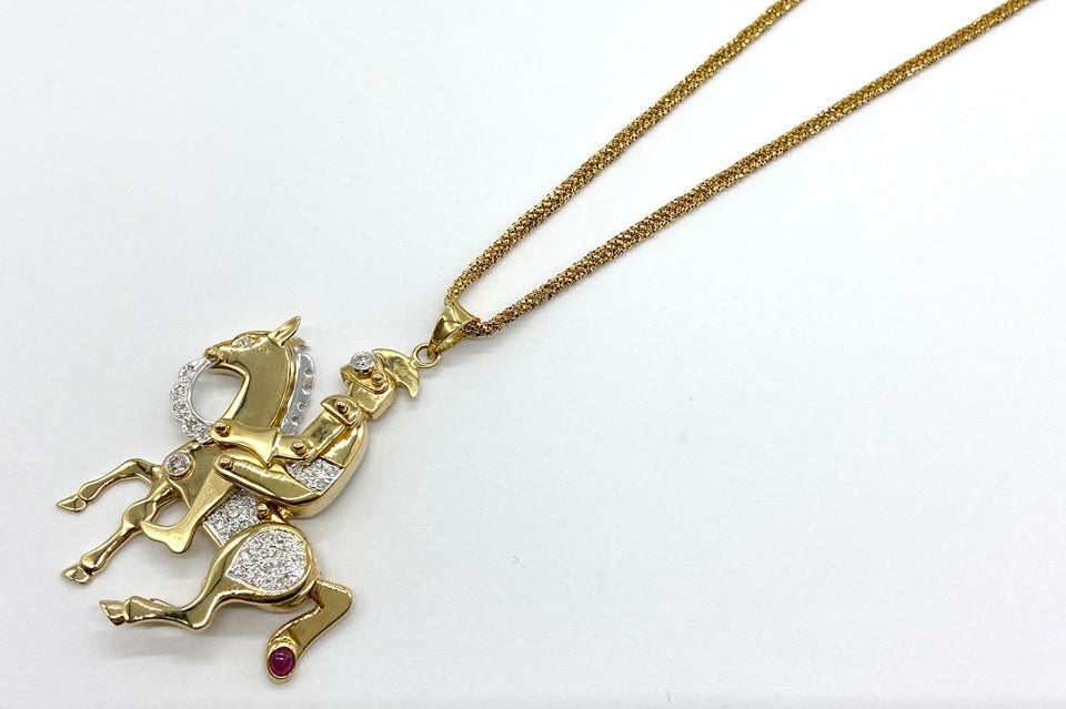 Diamond K18/WGダイヤモンド ルビーペンダント (NO.50118)