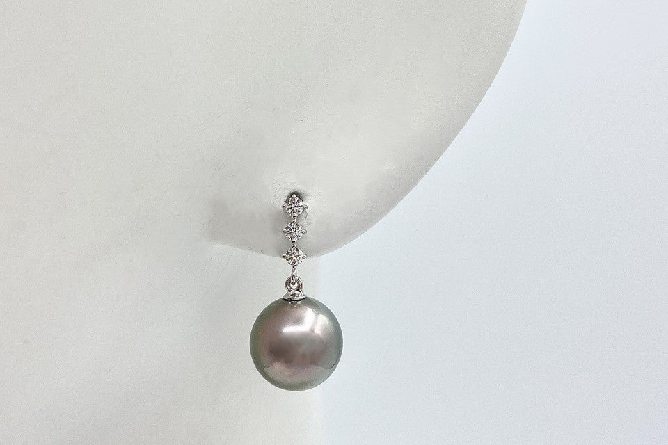 TASAKI 【タサキ】K18WG黒蝶パール ダイヤモンドピアス (NO.62425