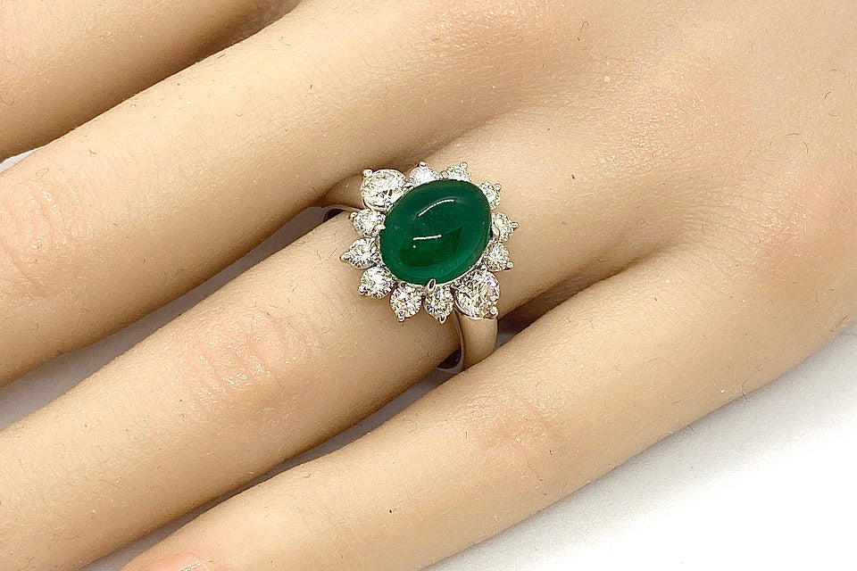 Emerald Pt900エメラルド ダイヤモンドリング (NO.47974)