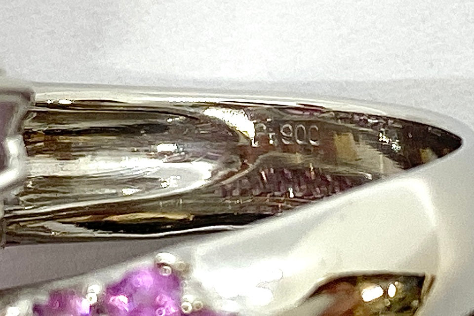 Pt900ピンクサファイヤ ダイヤモンドリング
 (NO.47982)
