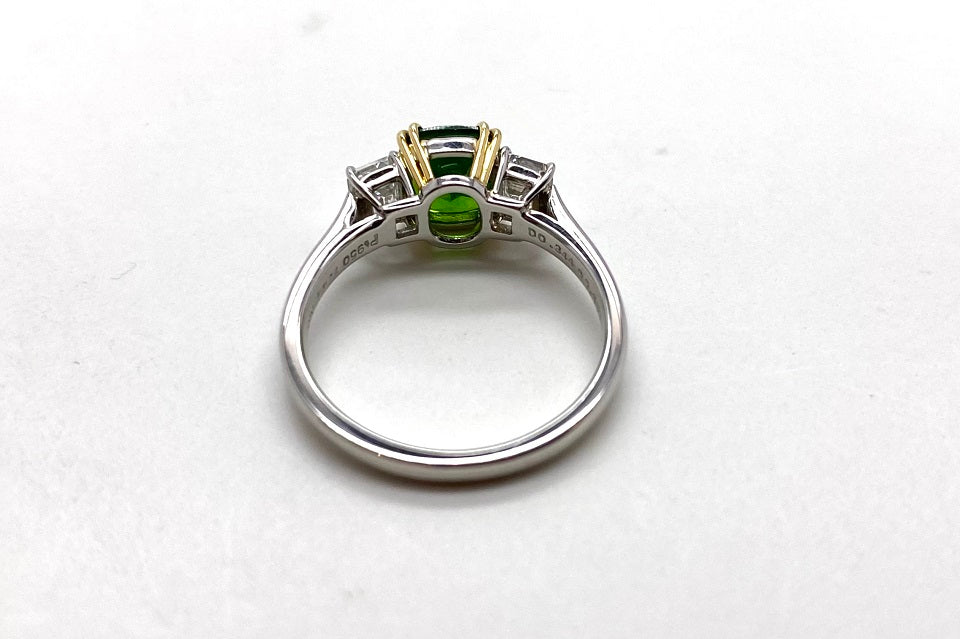 Demantoid Garnet Pt950/K18デマントイドガーネット ダイヤモンドリング (NO.48304-B)