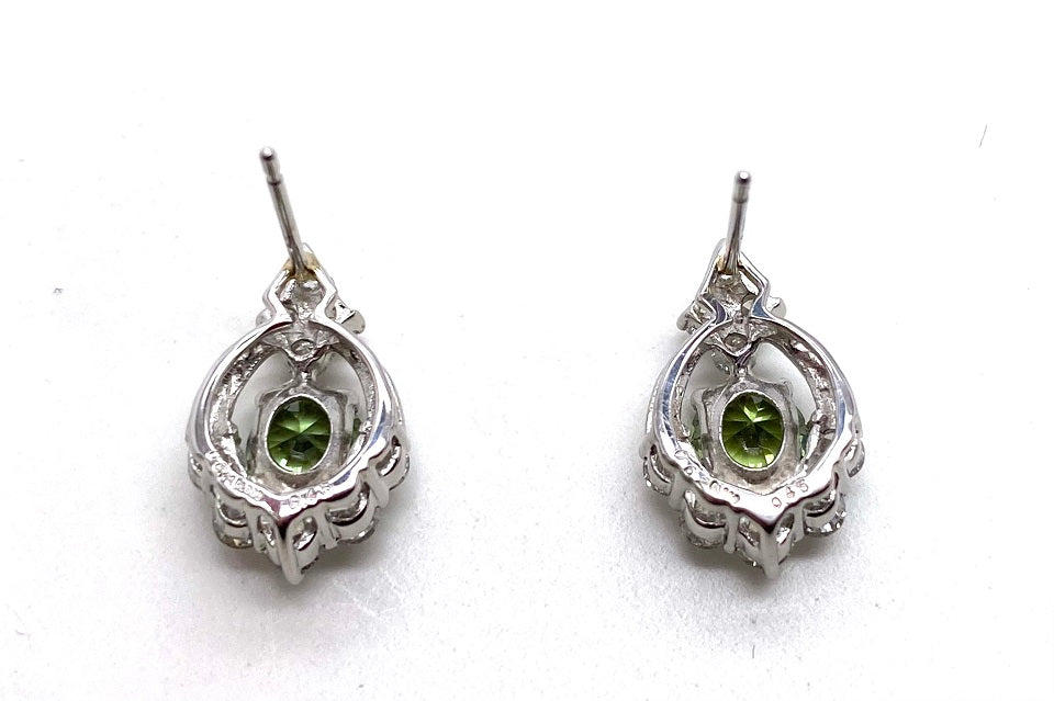 Demantoid Garnet Pt900デマントイドガーネット ダイヤモンドピアス (NO.48428-B)