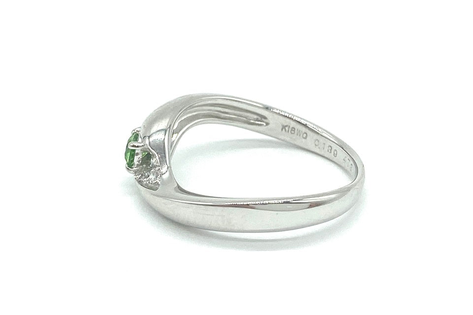 Demantoid Garnet K18WGデマントイド ダイヤモンドリング (NO.48459)