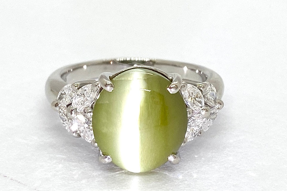 Chrysoberyl Cat's Eye Pt900クリソベリルキャッツアイ ダイヤモンドリング(NO.48550) –  JEX宝石ギャラリーオンラインショップ