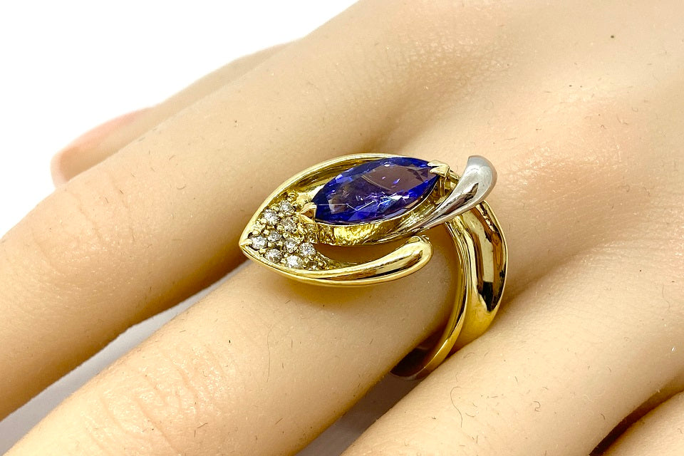 Tanzanite Pt900/K18タンザナイト ダイヤモンドリング (NO.48554)