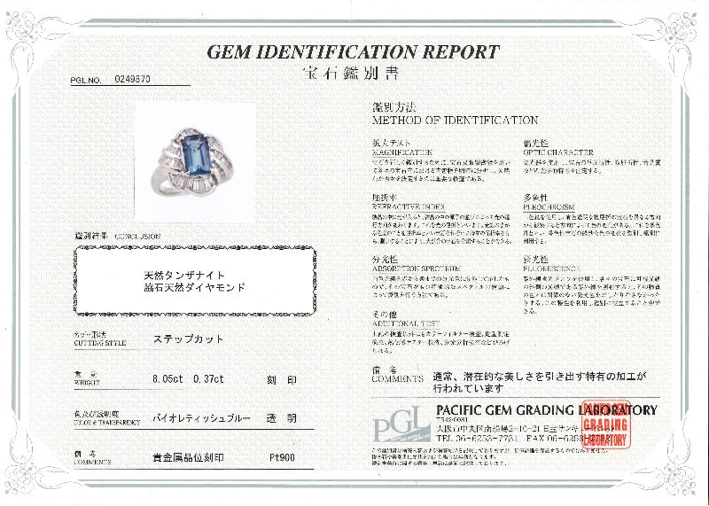 Tanzanite Pt900タンザナイト ダイヤモンドリング (NO.48559)
