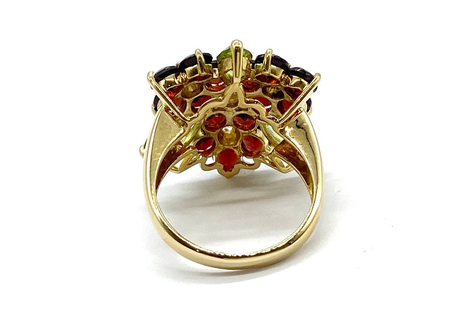 Garnet K18ガーネット ペリドット ダイヤモンドリング (NO.49568)