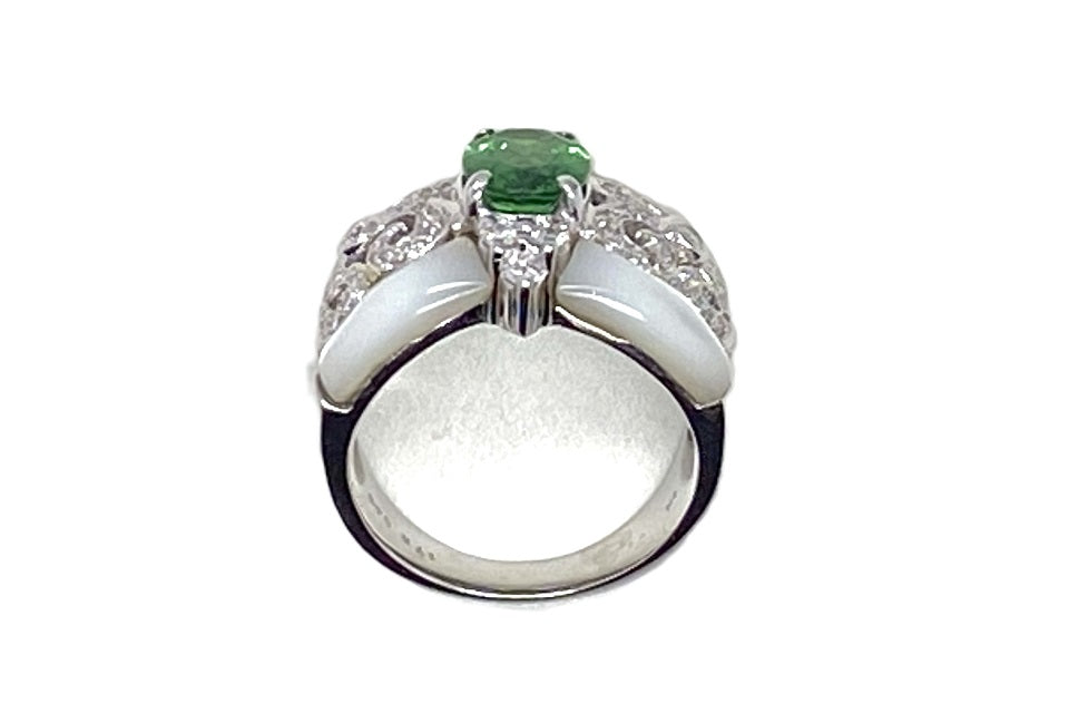 Green Garnet K18WGグリーンガーネット ダイヤモンド シェルリング (NO.48767)