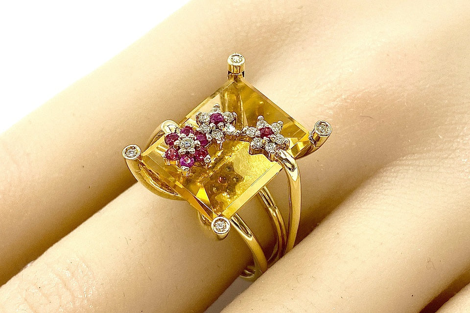 Citrin℮ K18 シトリン ルビー ダイヤモンドリング (NO.48856) – JEX Citrin℮ K18 シトリン ルビー ダイヤモンドリング (NO.48856) – JEX