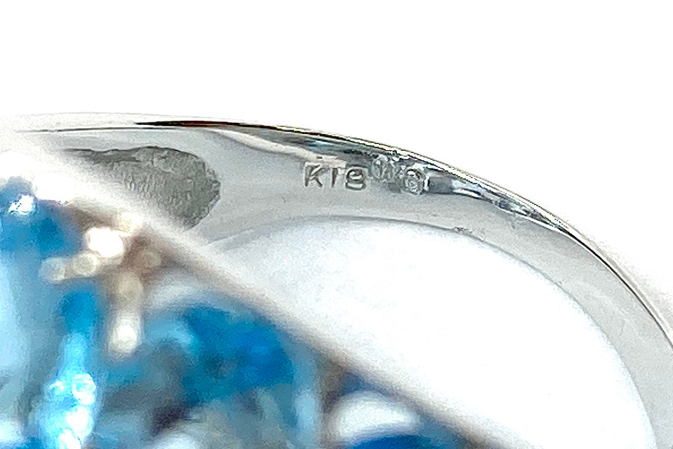 Blue Topaz K18WGブルートパーズリング (NO.48873)