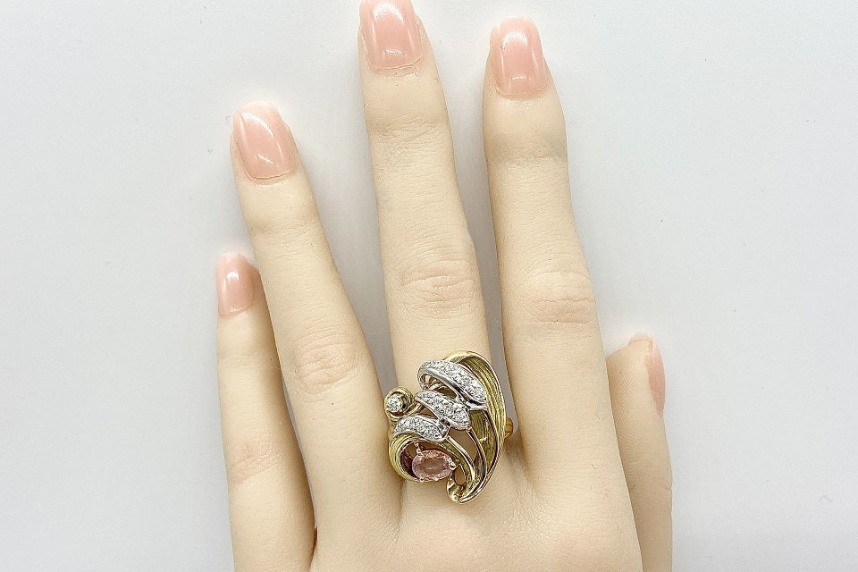 【Color Sapphire】K18/Pt900カラーサファイヤ　ダイヤモンドリング (NO.48878)