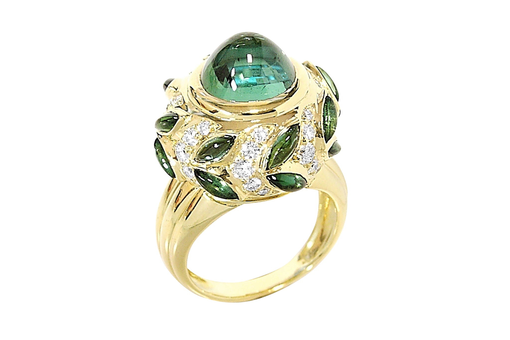 Green Tourmaline K18グリーントルマリン ダイヤモンドリング (NO 