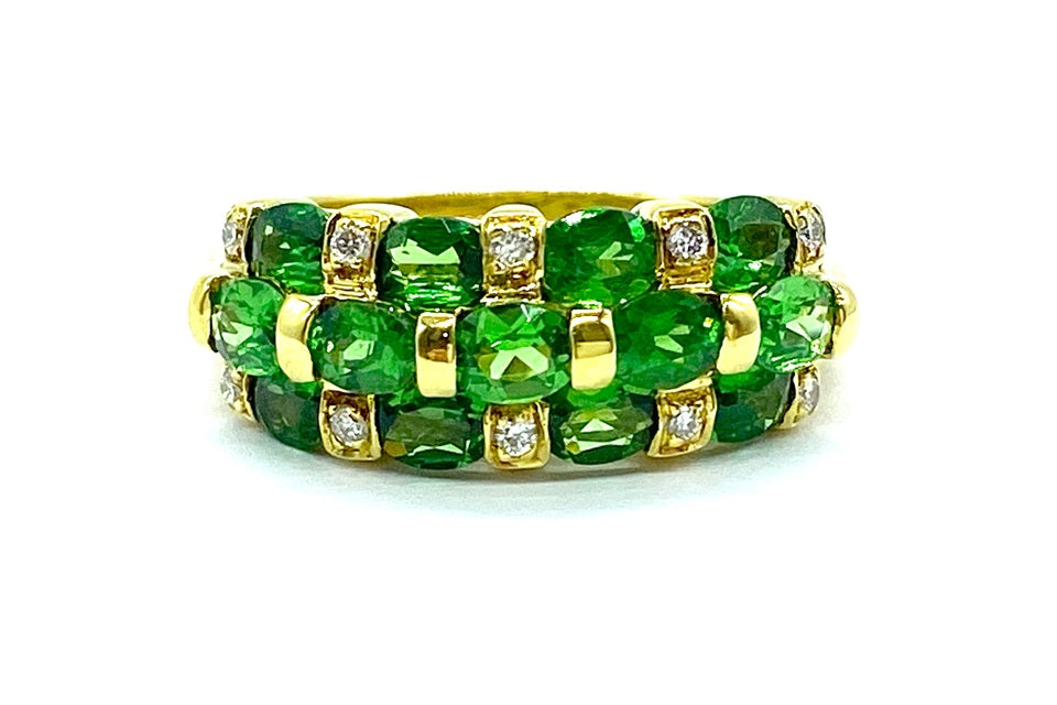 【Green Garnet】K18グリーンガーネット ダイヤモンドリング (NO.48992)