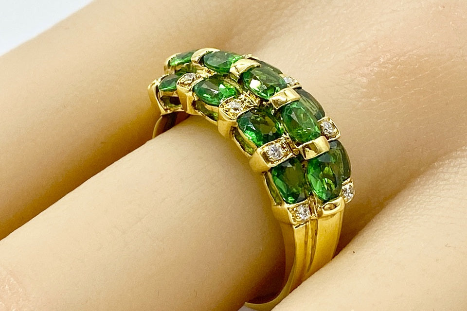 【Green Garnet】K18グリーンガーネット ダイヤモンドリング (NO.48992)