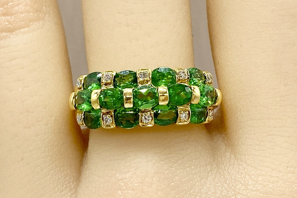【Green Garnet】K18グリーンガーネット ダイヤモンドリング (NO.48992)