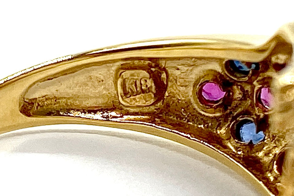 Sapphire K18サファイヤ ルビー ダイヤモンドリング (NO.49030)