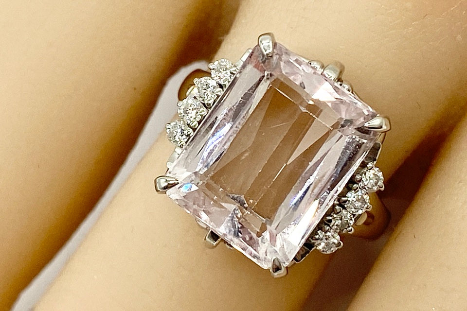 Kunzite Pt900クンツァイト ダイヤモンドリング (NO.49043)