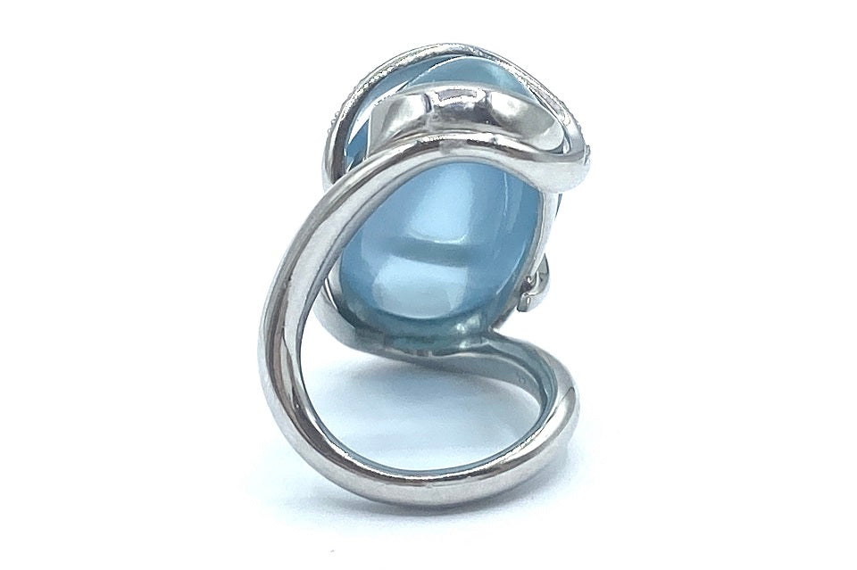 Aquamarine Pt900アクアマリン ダイヤモンドリング (NO.49047)