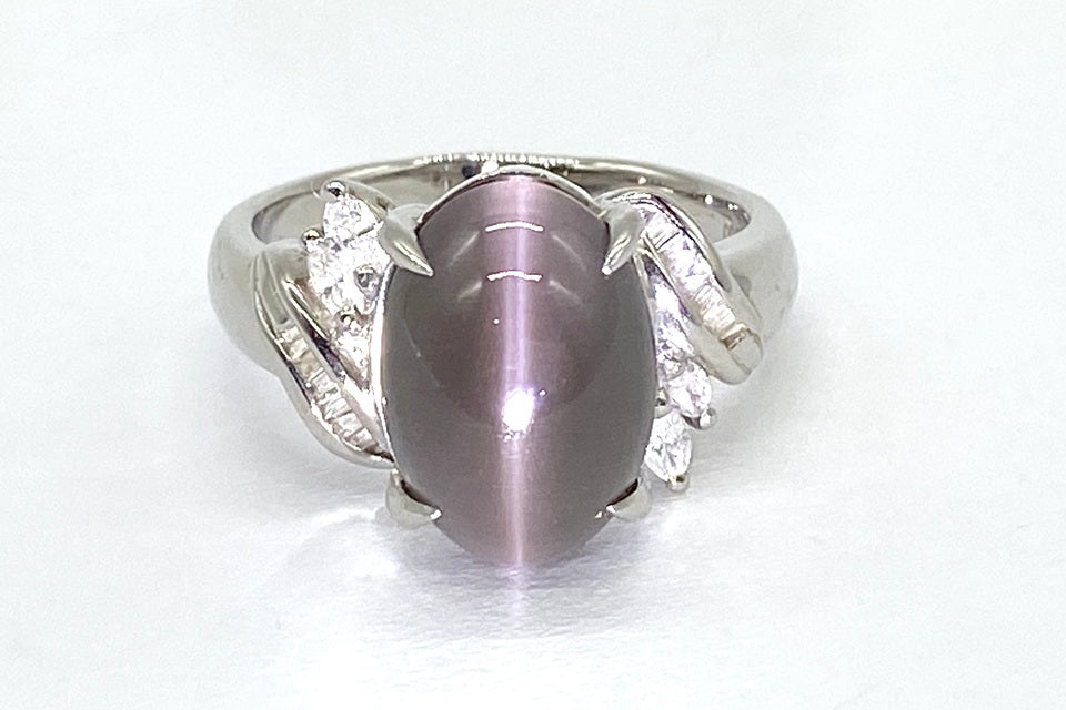 Sillimanite Cat’s Eye Pt900シリマナイトキャッツアイ ダイヤモンドリング (NO.49065)