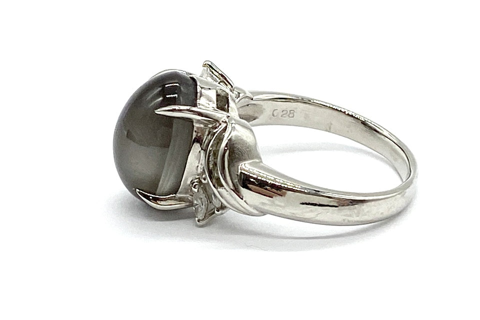 Sillimanite Cat’s Eye Pt900シリマナイトキャッツアイ ダイヤモンドリング (NO.49065)